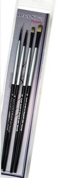 406949, Black Silver BS-LH-3 Oil & Acrylic Brush Set 4/