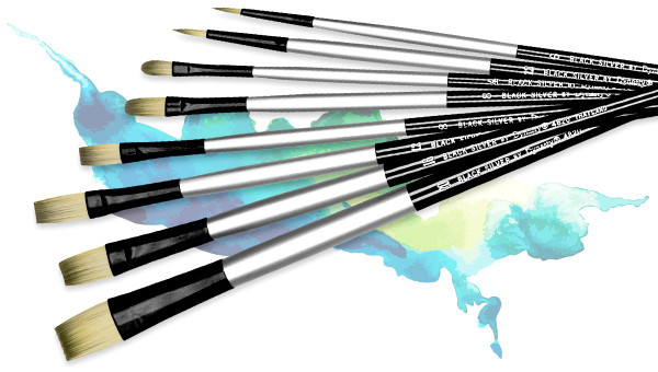 406972, Black Silver Oil & Acrylic Brush, Filbert, #8