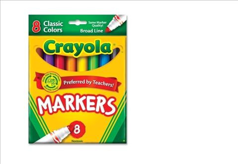 438015, Crayola Markers, Conical Tip, 8 Classic Colors