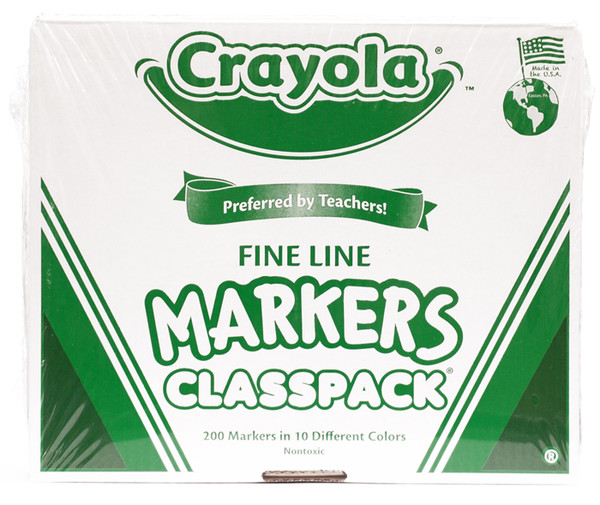 438028, Crayola Markers, Fine Tip, 200 Marker Classpack