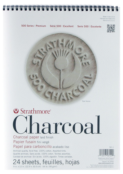 347078, Strathmore Charcoal 500 Series Asst.Tints, 9"x12" 24 sheets