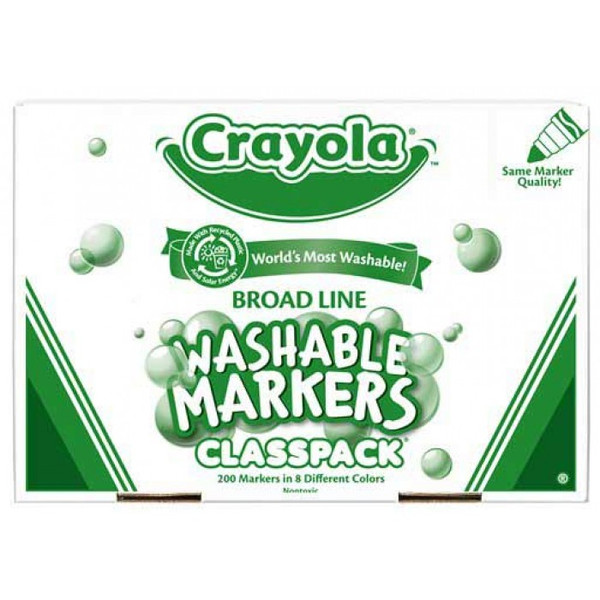 438008, Crayola Washable Markers, Conical Tip, 200 Marker Classpack