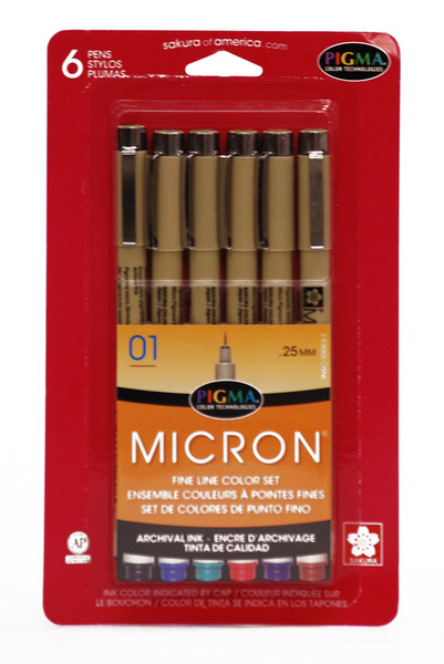 432013, Pigma Micron Pen Set, Assorted, 01, 6/pens