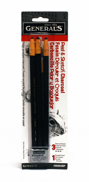 446896, General's Peel & Sketch Charcoal Pencil Set, 3/