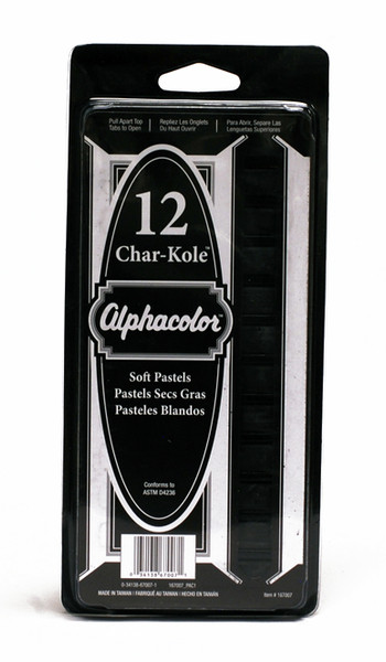 447011, Alphacolor Char-Kole Compressed Charcoal, 2 3/4"x7/16" square, 12/box