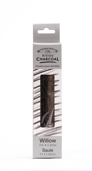 447065, Winsor & Newton Artist's Charcoal, Willow, Thin, 3sticks/box