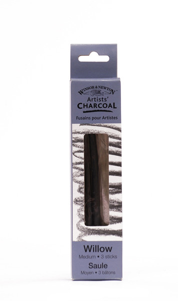 447066, Winsor & Newton Artist's Charcoal, Willow, Medium, 3sticks/box