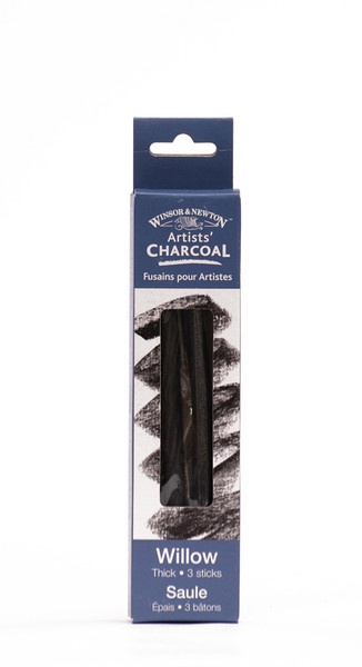 447067, Winsor & Newton Artist's Charcoal, Willow, Thick, 3sticks/box