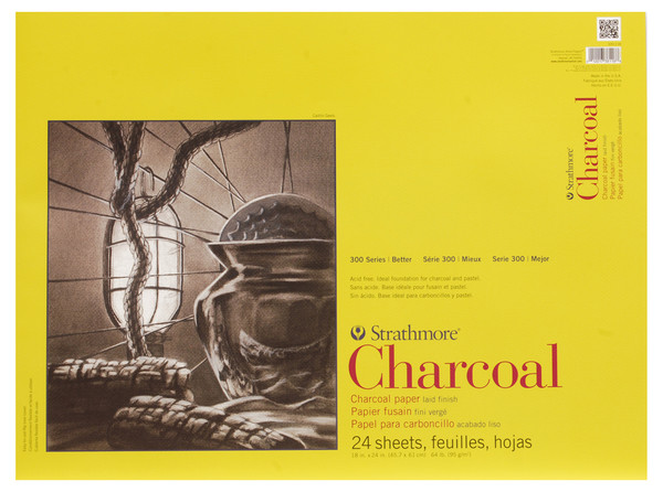 347060, Strathmore Charcoal 300 Series Tape Bound, 18"x24" 24 sheets