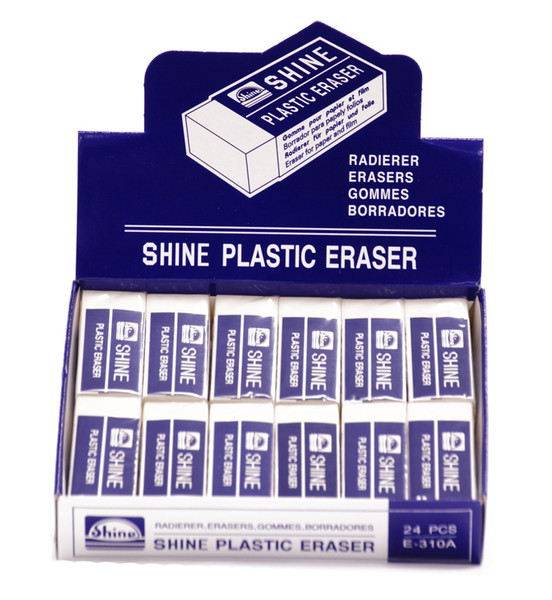 474202, Shine Plastic Eraser, 2dz.