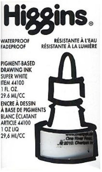 511504, Higgins Non-Waterproof Super White Ink, 1oz. Bottle