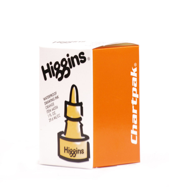 511520, Higgins Waterproof Color Drawing Ink, Orange, 1oz. Bottle