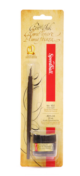 511566, Speedball Artist Pigmented Acrylic Ink Kits, Super Black Ink plus a Crow Quill Pen