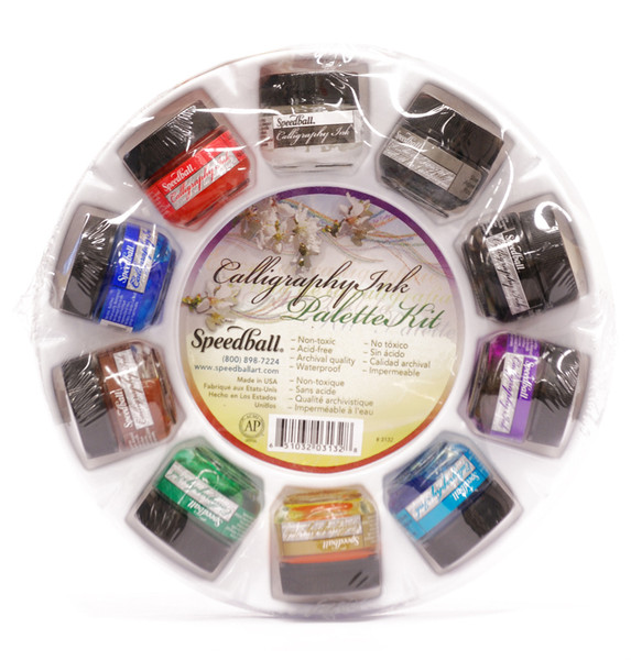 511568, Speedball Artist Pigmented Acrylic Ink Kit, 10 color plus a free Palette