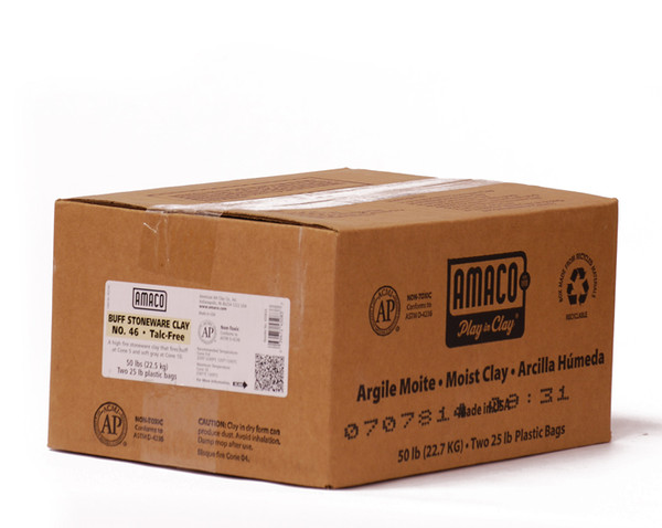 617704, Amaco Buff Stoneware Clay, No.46 Talc-Free, Mid Fire, 50lbs.