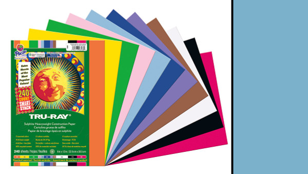 342131, Tru-ray Construction Paper, Sky Blue, 9"x12" 50 sheets