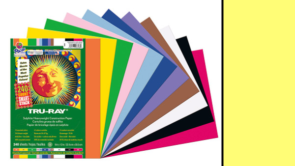 342136, Tru-ray Construction Paper, Liively Lemon, 9"x12" 50 sheets