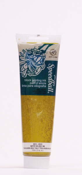 623613, Speeball Water Soluble Printing Ink, Gold, 147cc Tube