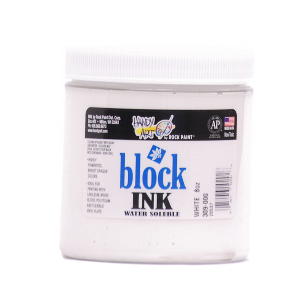 625011, Handy Art Water Soluble Block Printing Ink, White, 1/2 lb. Jar
