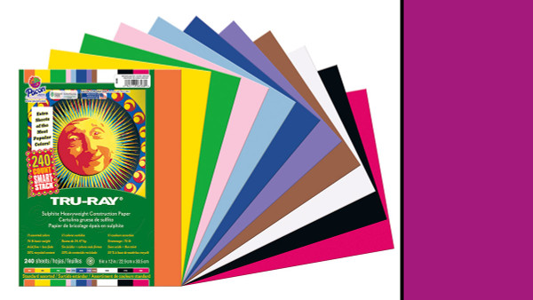 342144, Tru-ray Construction Paper, Magenta, 9"x12" 50 sheets