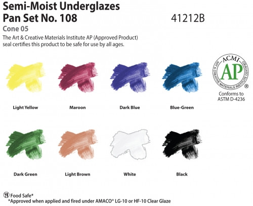 613000, Amaco Semi-Moist Underglaze Set, 108