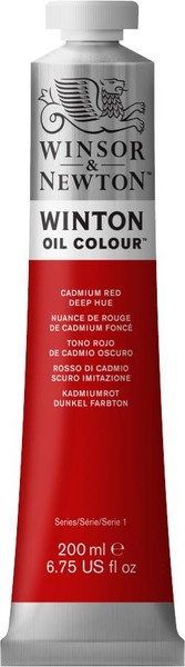 372671, Winton Oil Colour, Cadmium Red Deep Hue, 200ml.