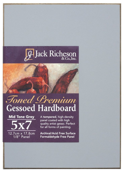 364902, Mid-Tone GREY  1/8" GESSO HARDBOARD PANEL, 5"x 7"              each