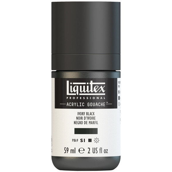 382758, Liquitex Acrylic Gouache, Ivory Black, 2oz.