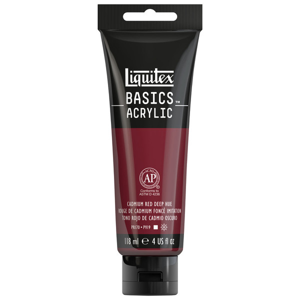 377165, Liquitex Basics, Cadmium Red Deep Hue, 4oz.