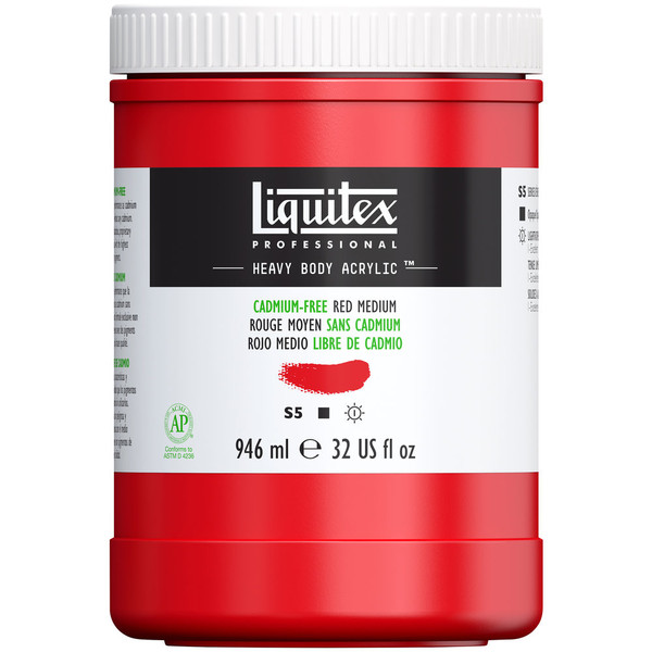 382618, Liquitex Heavy Body, Cadmium-Free Red Medium, 32oz
