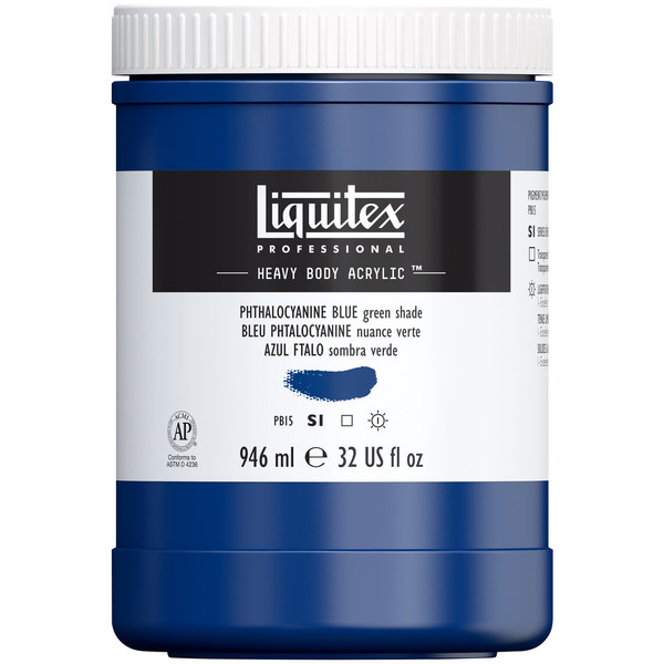 382625, Liquitex Heavy Body, Phthalocyanine Blue green shade, 32oz
