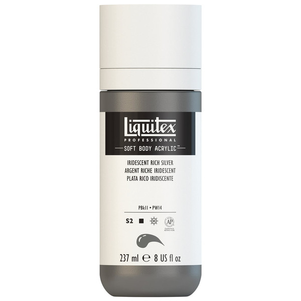 382533, Liquitex Soft Body, Iridescent Rich Silver,  8oz