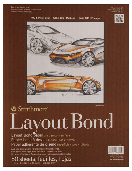 341741, Strathmore Layout Bond 300 Series, 11" x 14" 50 sheets