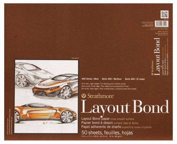 341742, Strathmore Layout Bond 300 Series, 14" x 17" 50 sheets