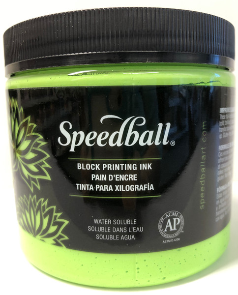 623720, Water-Soluble Block Printing Ink,  16oz.    Flourescent Lime Green