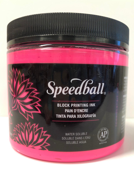 623721, Water-Soluble Block Printing Ink,  16oz.    Flourescent Hot Pink