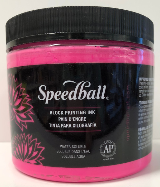 623723, Water-Soluble Block Printing Ink,  16oz.    Flourescent Magenta