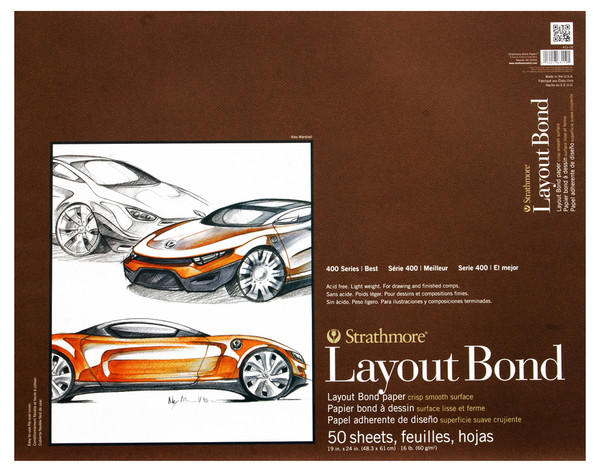 341743, Strathmore Layout Bond 300 Series, 19" x 24" 50 sheets