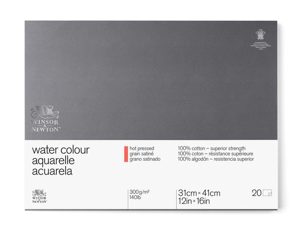 346469, W & N Pro Watercolor Block,Hot Press, 12" x 16" 20 sheets