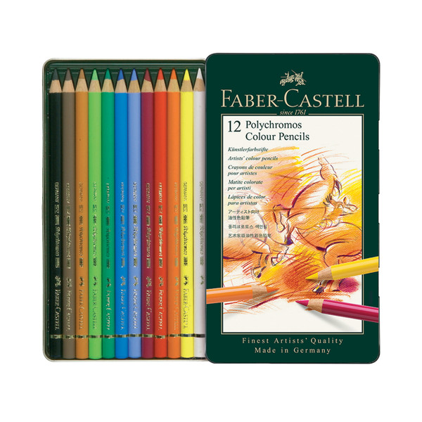 448000, Faber-Castell Polychromos Colored Pencil Set, 12 pc set
