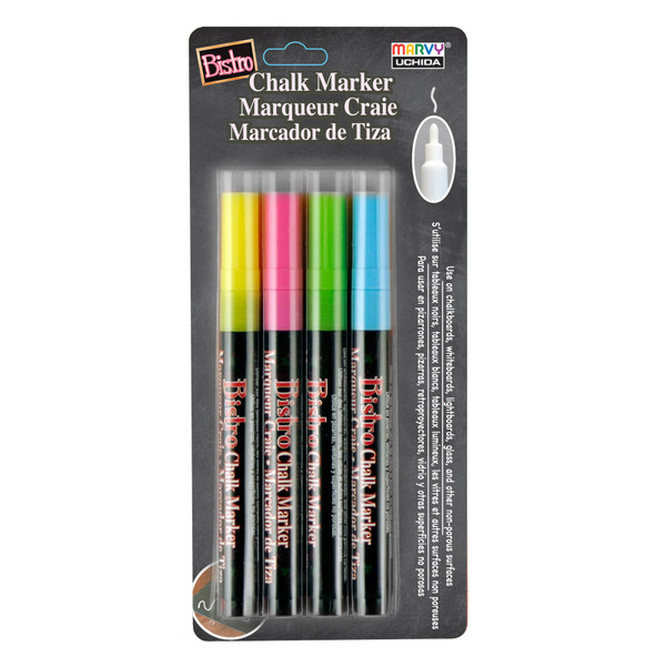 438301, Bistro Chalk Markers, Fine, 4 pack