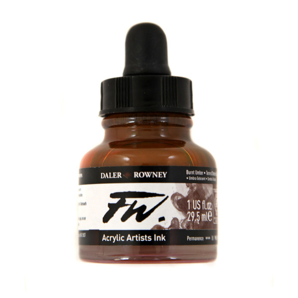 511852, FW Acrylic Ink, Burnt Umber, 1 oz