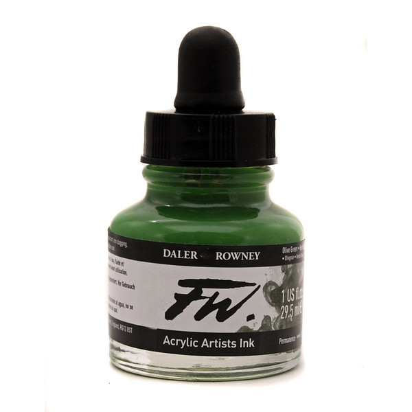 511864, FW Acrylic Ink, Olive Green, 1 oz