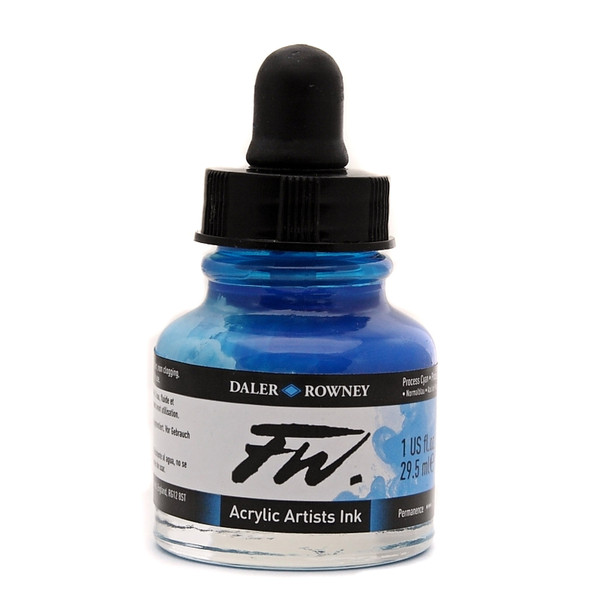 511865, FW Acrylic Ink, Process Cyan, 1 oz