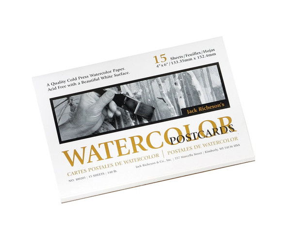 341021, Watercolor Postcards Pad, 4"x6", 135# Cold Press, 15 Sheets