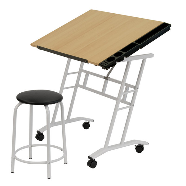 700201, 2 pc. Mobile Studio Center with Tilting Top Table and Stool