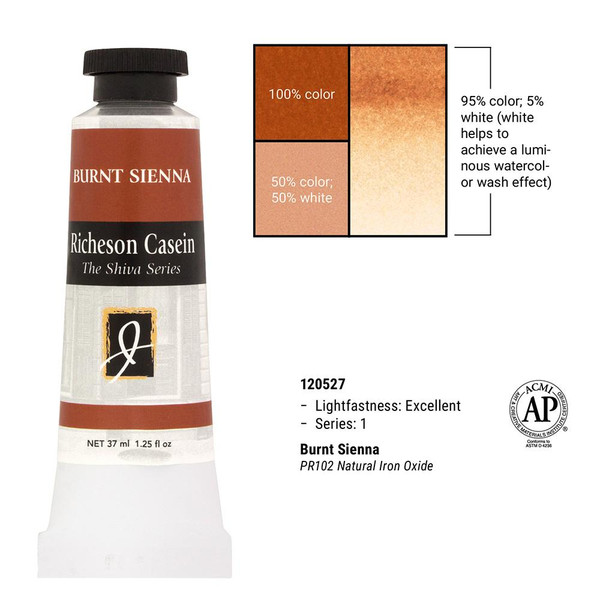 370997, Casein, Burnt Sienna, 1.25oz