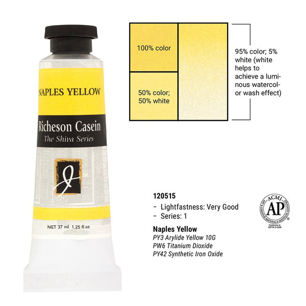 370985, Casein, Naples Yellow, 1.25oz.