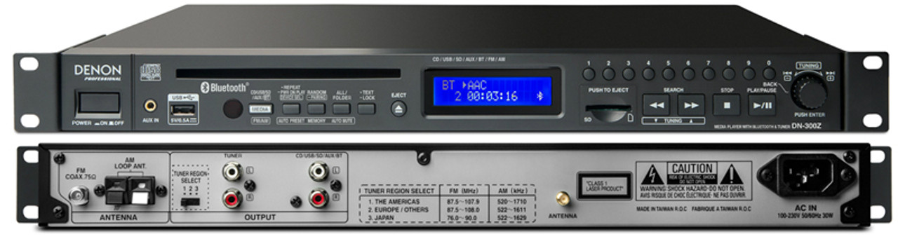 Denon Professional CD, SD, USB Player with BT and AM/FM Receivers, Single  Play, Balanced Outputs, DN-300Z