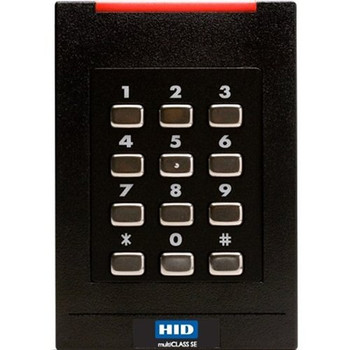 HID 921PMNNEKEA004 multiCLASS SE RPK40 Smart Keypad Reader, 125 kHz HID Prox, AWID and EM4102, 13.56 MHz HID Mobile Access IDs via NFC and Bluetooth, Wiegand, Pigtail, Mobile-Enabled, LED Red, 4-BIT